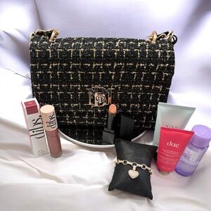 Badgley Mischka Chain Shoulder Bag & Gold Heart Bracelet